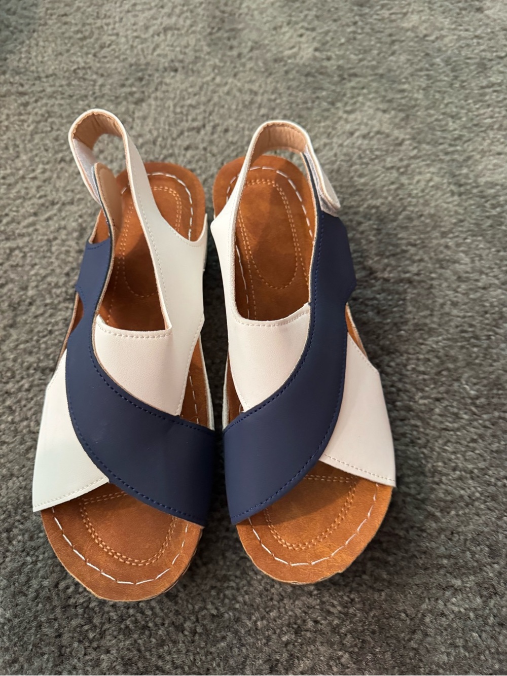 SHEIN Navy and White Crisscross Slingback Sandals
